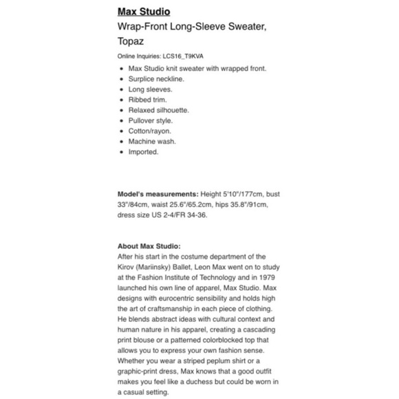 💕MAX STUDIO💕 Green Wrap Front Sweater Top - Picture 8 of 8